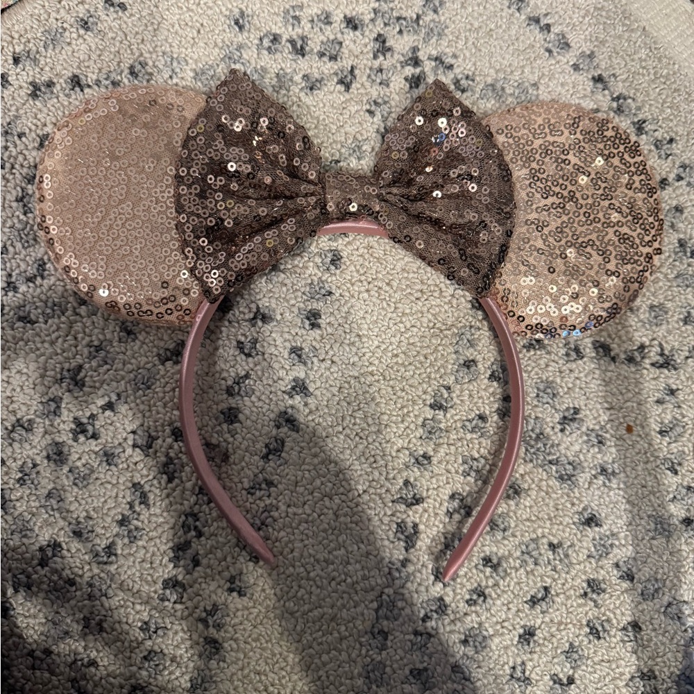 Sequin Mickey Mouse Ears Headband - rose gold and bronze